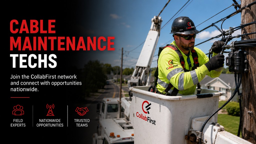 Cable maintenance technician with CollabFirst representing field construction opportunities